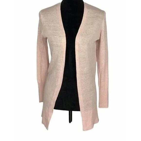 Halogen Open Front Knit Cardigan Sweater XXS Petite Pink Chintz NWT Linen Blend - Picture 2 of 5